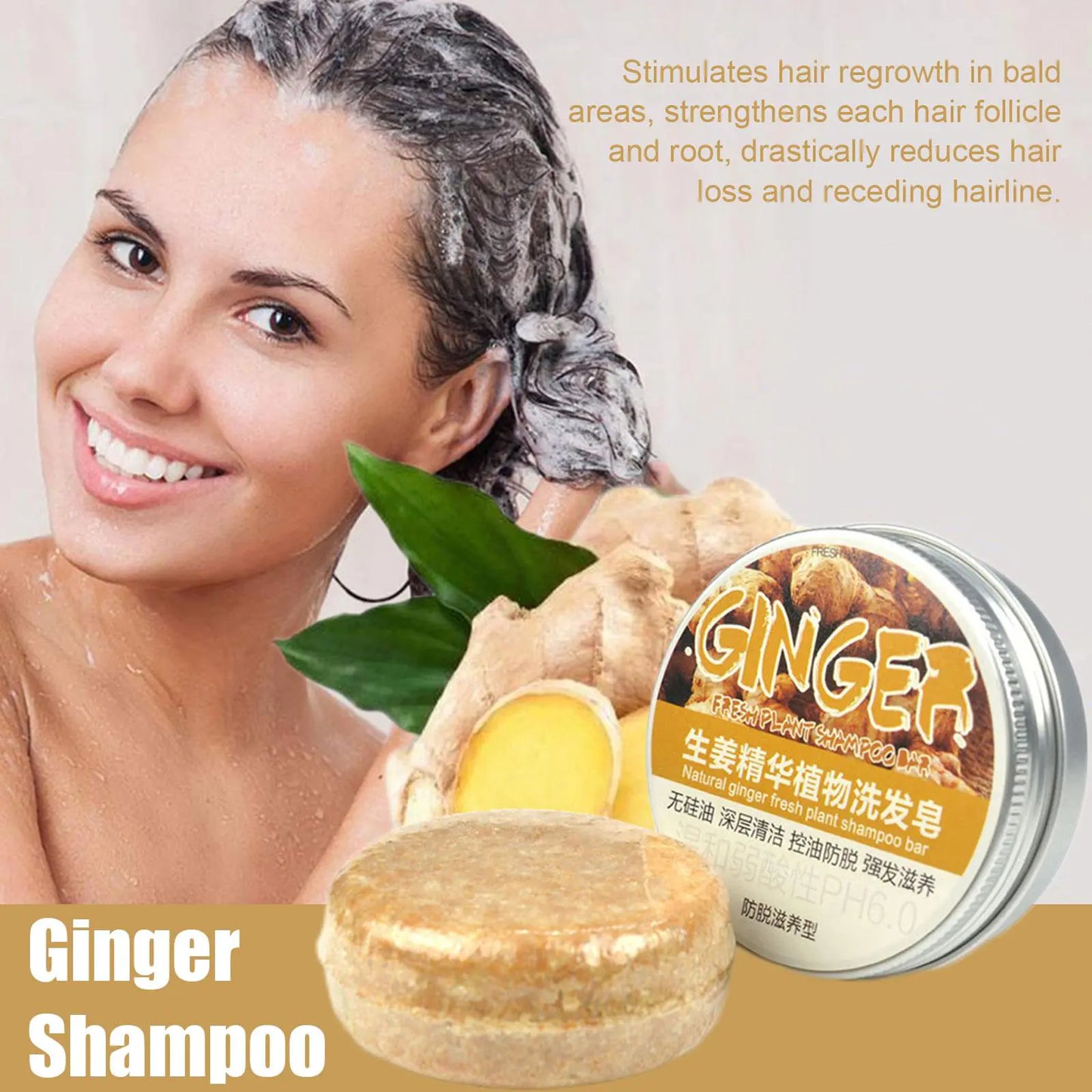 Ginger Polygonum Soap Hair Growth Shampoo Bar stimulating hair regrowth