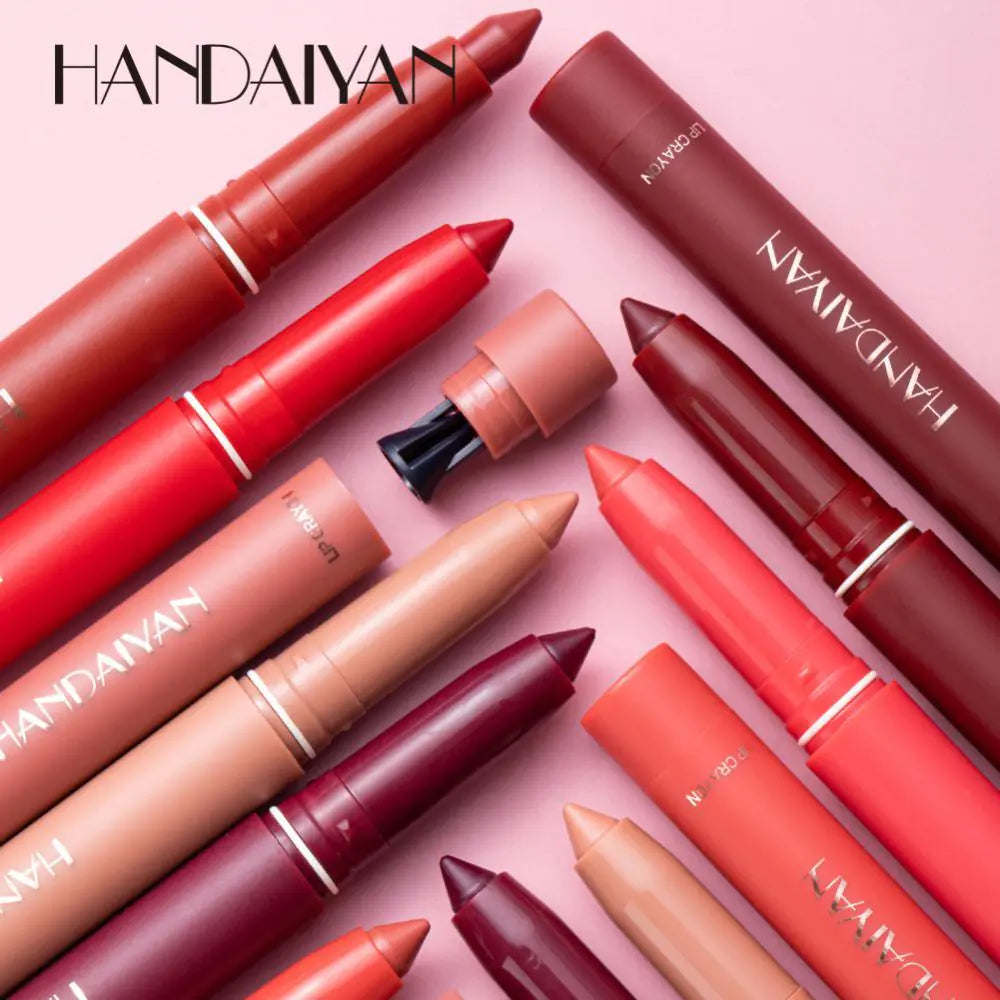 Handaiyan Feather Long-Lasting Lipstick showing pencil sharpener at end of lipstick