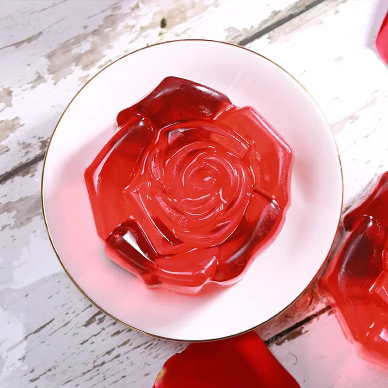 Red Rose Flower Essential Oil Handmade Soap in a dish