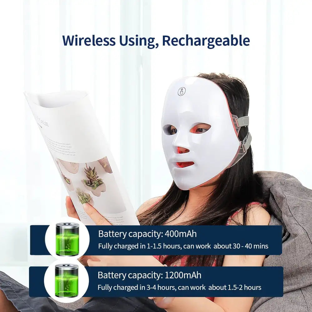 7 Colors Cycle LED Beauty Mask is wireless and rechargeable