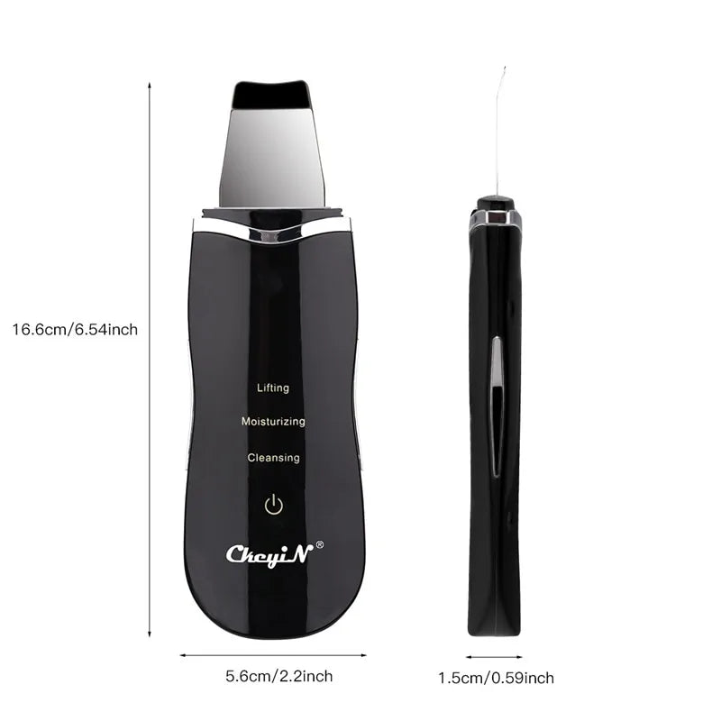 dimensions of black Ultrasonic Skin Scrubber + Nano Face Mist Steamer: Ultimate Skincare Device