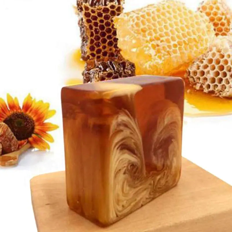 honey handmade soap with fresh honeycomb and sunflower