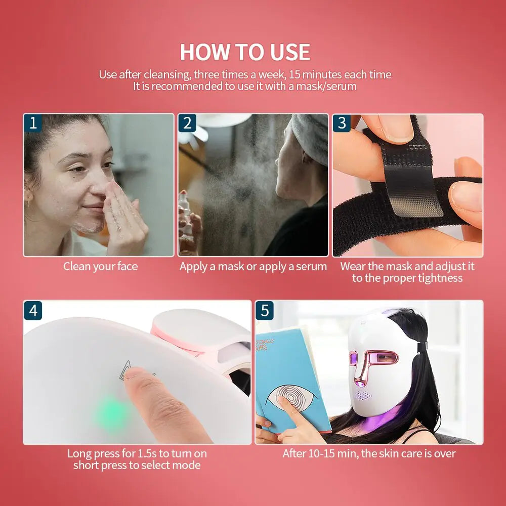instructions how to use LED mask