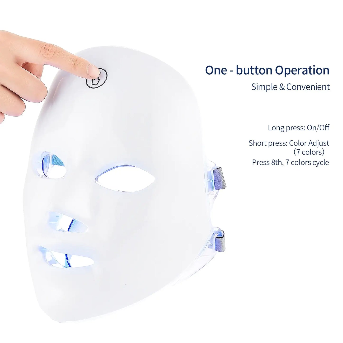 7 Colors Cycle LED Beauty Mask has one-button operation