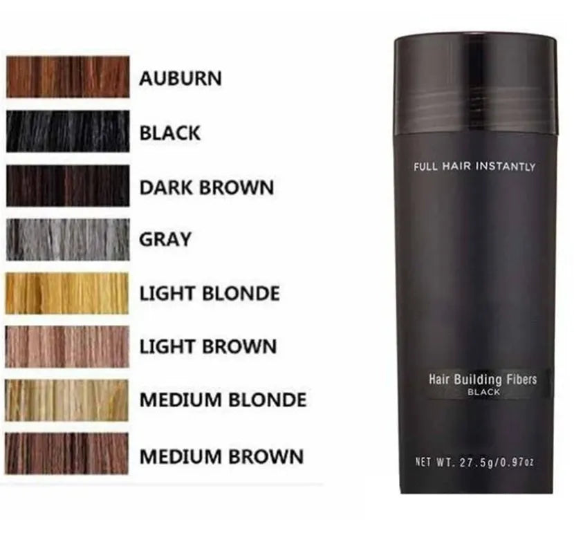Color options chart for Natural Hair Building Fiber Keratin Powder