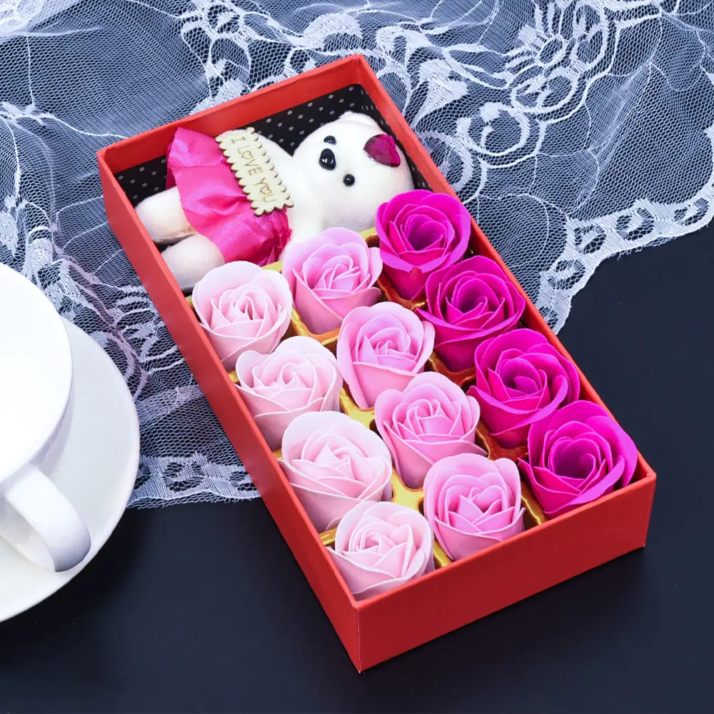 Flower Soap Rose Gift Set with teacup