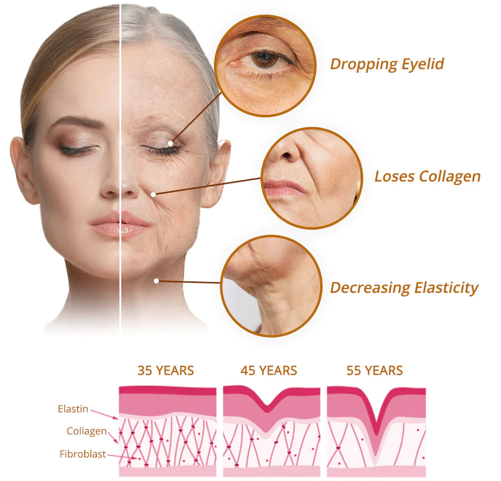 depicts the benefits of using Flysmus™ Revita Peptide Reversal Serum™ at different stages in life