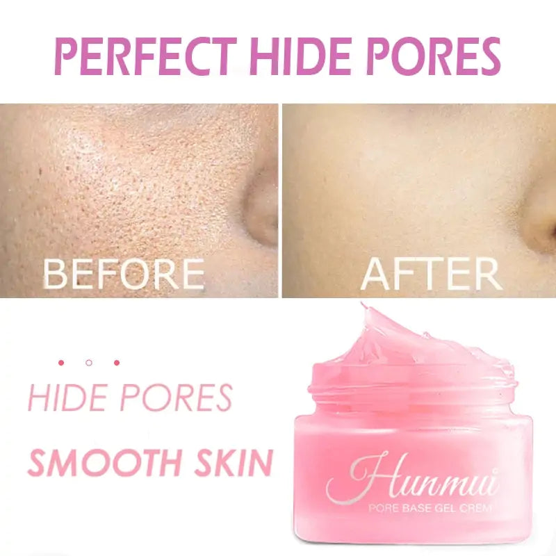 before and after depiction of hiding pores and smoothing skin