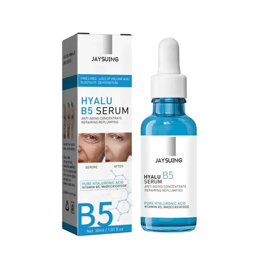 Lightweight B5 Hyaluronic Acid Serum for hydrating, anti-aging skincare. Boosts moisture, firms skin, and treats fine lines for a youthful, radiant complexion. Sensitive skin-friendly.