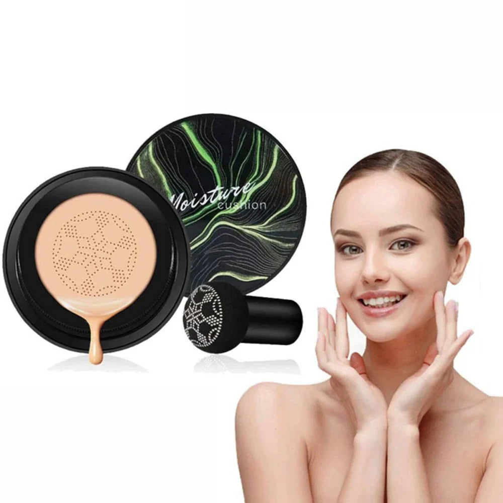 a woman smiling with moisture cushion foundation