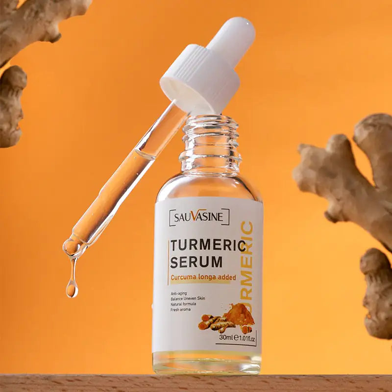 Natural Glow Serum with turmeric, enhancing skin radiance and treating dark patches and acne marks for a glowing complexion