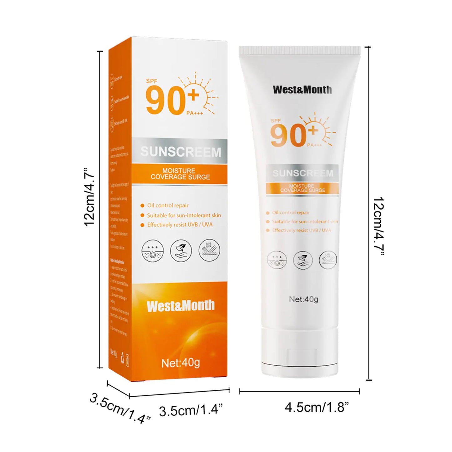  SPF90, sunscreen lotion, sun protection box and tube