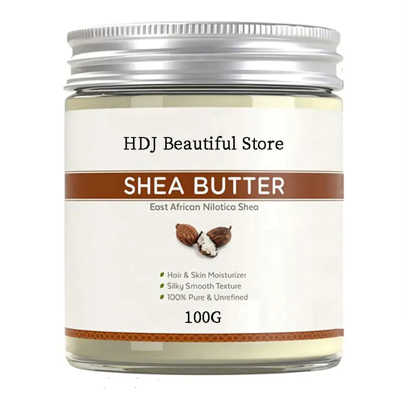 Shea Butter cream for deep hydration, enriched with Vitamins A and E, essential fatty acids, acne treatment, anti-aging, stretch mark care, and Psoriasis relief.