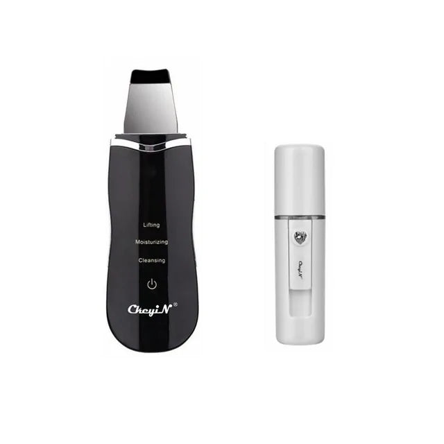 Ultrasonic Skin Scrubber + Nano Face Mist Steamer: Ultimate Skincare Device