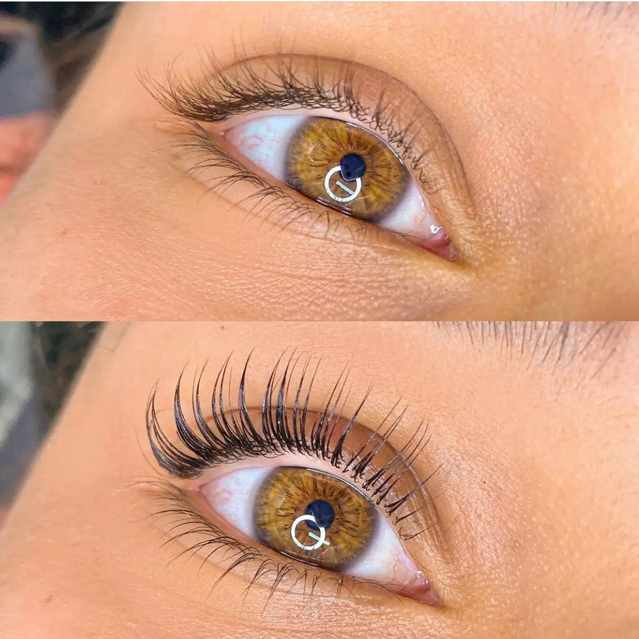 before product use and after product use on eyelashes