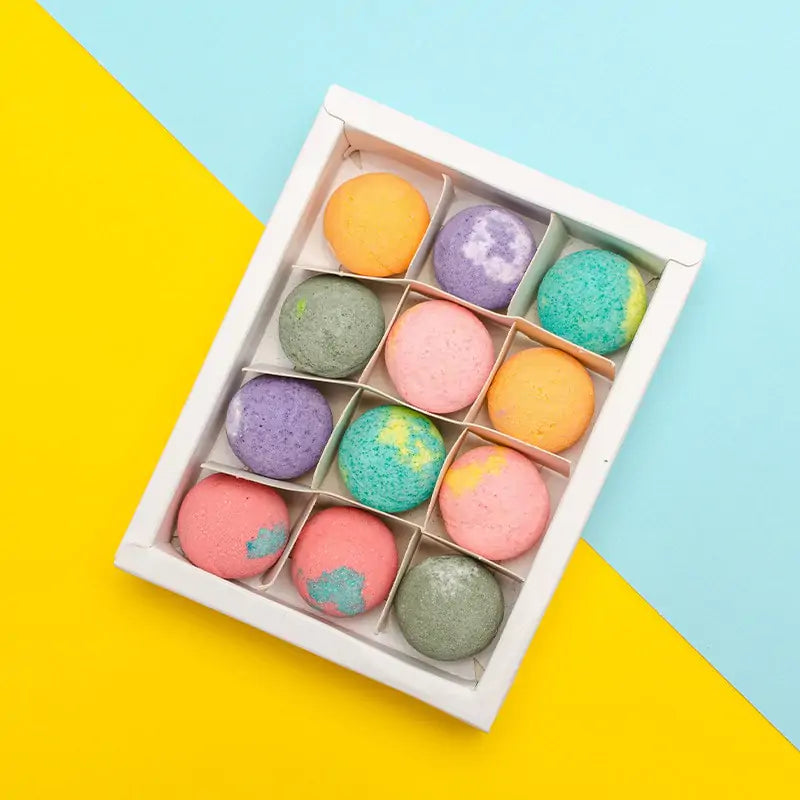 a box with twelve bath bombs