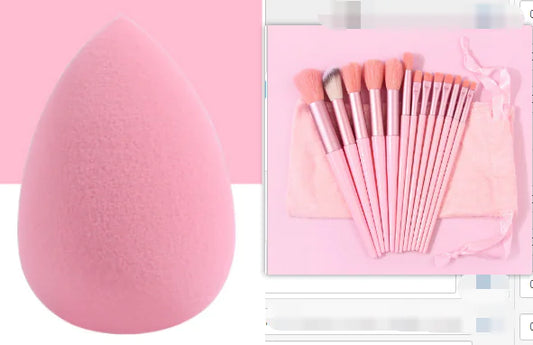 13-piece Pink Egg Makeup Brush Set with ergonomic handles and high-quality bristles for flawless makeup application in vibrant, playful pink.