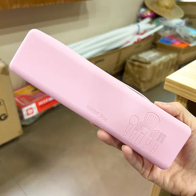 pink travel makeup brush holder