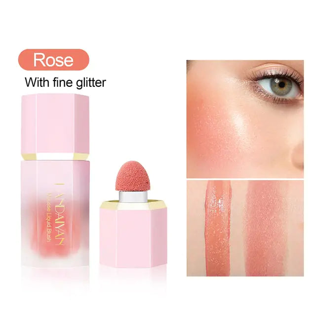 rose color with fine glitter lip blush