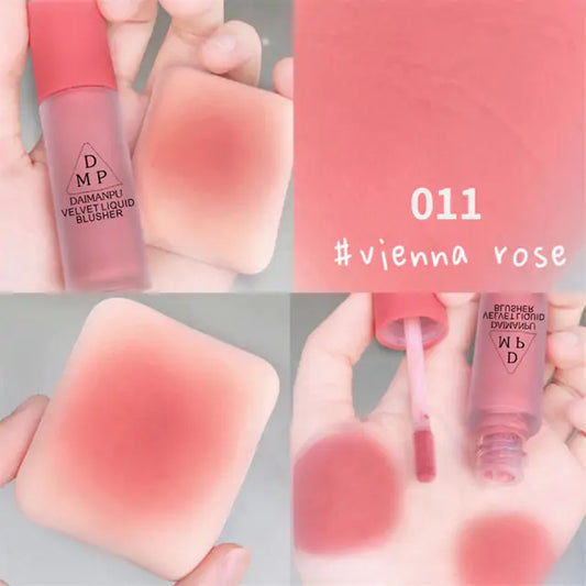 Liquid Face Cheek Blush with high pigment and satin texture, offering natural radiance and long-lasting color in three shades for a flawless complexion.