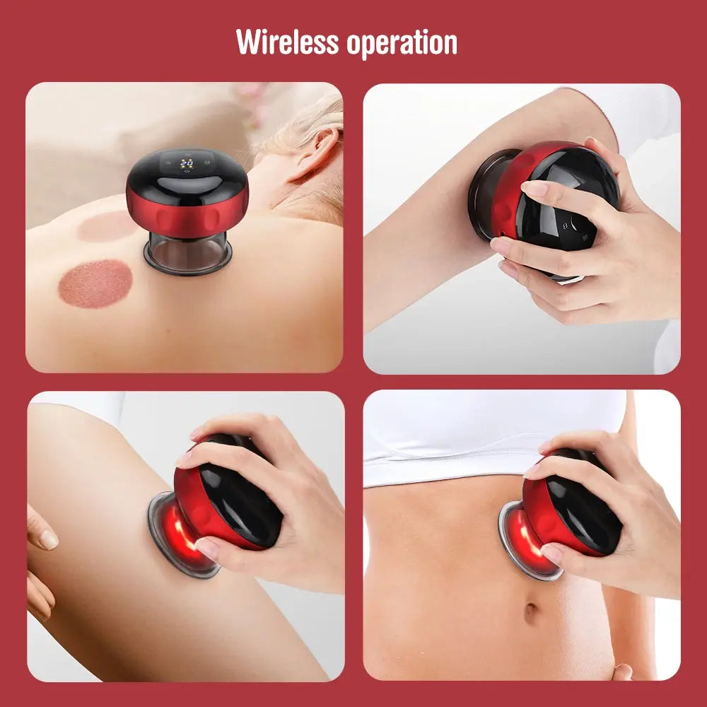 using Dynamic Cupping Skin Scraping Massager wireless operation on body parts